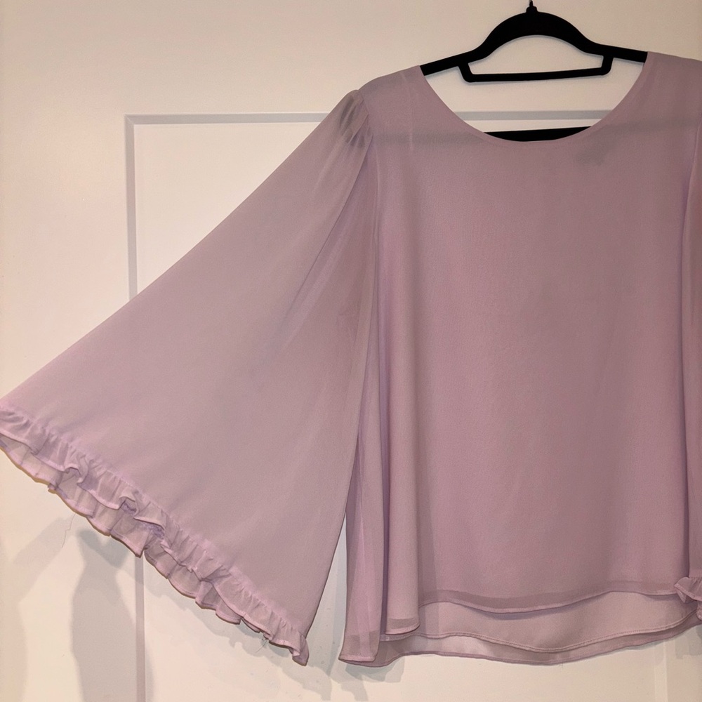 Lavender Chiffon Bell Sleeve Top